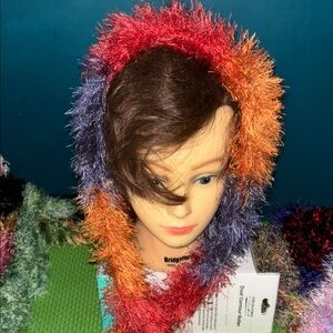 Colorful fun fur Fuzzy Knit Scarf handmade